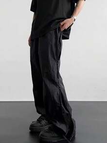 Men's Street Style Jogger Pants - With Side Stripes, Pockets And Drawstring Waist, Contrast Color Casual Sweatpants - màu đen - Xem 2