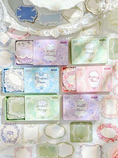 1 علبة 30 ورقة ملونة مزخرفة بطبعات عتيقة للتجليد والتصميم، مواد زخرفية DIY بدون لصق، هدية عيد، لوازم كولاج يدوية، تخطيط دفتر ذاتي التصميم، قرطاسية مدرسية إبداعية