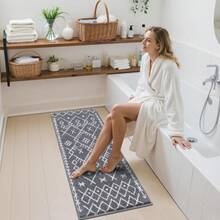 Pauwer Bathroom Rugs Sets 5 Piece With Lid Cover Bathroom Shower Rugs With U-Shaped Contour Toilet Mat Absorbent Microfiber Plush Bath Mats Non Slip Bath Rugs 4 Piece Machine Washable Bathroom Floor Mats - Dark Grey Pattern - 查看 3
