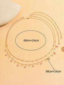 2pcs/Set Women's Elegant Crystal & Faux Pearl Tassel Waist Chain, Fashion Double-Layer Gold Chain Layered Body Chain, Suitable For Daily Wear, Dates, Photo Shoots, Holidays. Handmade Chain Length And Bead Count Are Adjustable - Multicolor - View 4