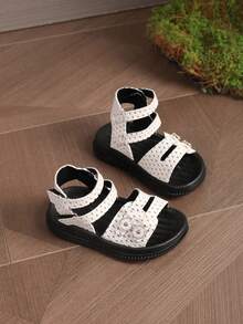 Giày sandal cao cổ thời trang cho trẻ sơ sinh, có khóa dán và dây xích kim loại đan chéo. - Màu be - Xem 5