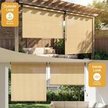 HDPE Shade Cloth For Vertical Awning, Aluminum Tube With Wireless Crank Operation, Vertical Awning, HDPE Shade Cloth For Patio Pergola, Balcony Awning - 卡其色 - 查看 4