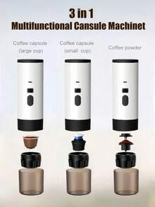 Portable Wireless Coffee Maker, USB-C Charging, 2600mAh*3 Lithium Battery, With Heating Function And LED Display, 3-In-1 Capsule Coffee Machine, Suitable For Travel, Car, Office And Outdoor Camping - Multicolor - View 7