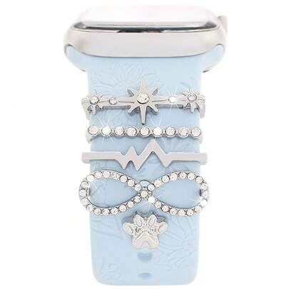 4pcs/5pcs Zinc Alloy Cat Eye Flower Figure-8 Decorative Pins Suitable For Apple Watch Ultra/SE/8/7/6/5/4/3/2/1