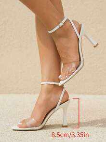 New Fashionable & Elegant Women's White High Heel Sandals, Suitable For Daily Commute, Dates, Weddings - White - View 8