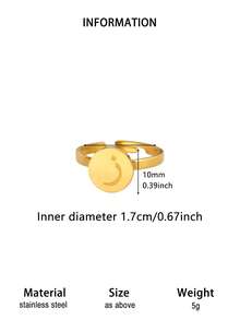 1pc Minimalist Arabic Letter Ring, Arabic Style, 18K Gold Plated Stainless Steel Adjustable Open Ring, Arabic Fashion Jewelry, Islamic Gift, Gold Ring, Women's Accessory - Yellow Gold - View 28