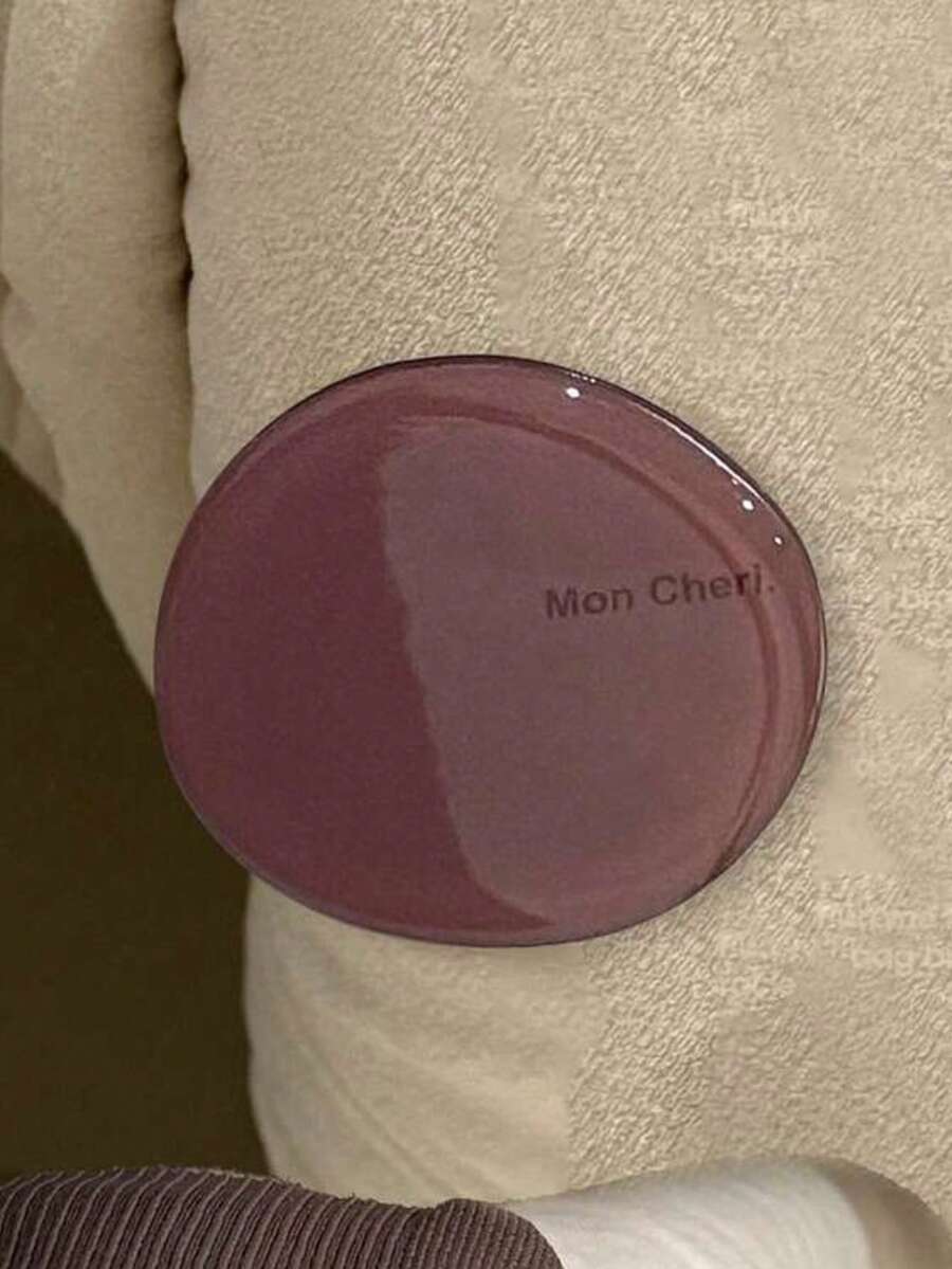 1pc Retro Brown English Round Expandable Foldable Slouchy Phone Holder, Compatible With Apple, Minimalist Aesthetic Adhesive Stand - Multicolor - View 1