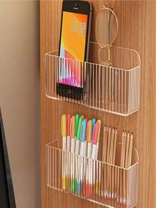 1/2/3pcs Remote Control Storage Box, Wall-Mounted TV/AC Remote Holder, Acrylic Transparent Wall-Mounted Phone/Cosmetic Organizer - Multicolor - View 5