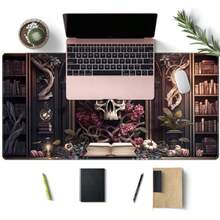 Alfombrilla de mouse gótica grande tamaño XXL alfombrilla de computadora para juegos alfombrilla de teclado extendida de 31.5 x 15.7 pulgadas tela negra con superficie de licra y base de - Un gótico negro - Ver 3