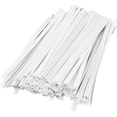 200PCS 4 Inch Kraft Paper Twist Ties, Reusable Ties Tying Bread, Plant Support, Bread Packaging, Candy Bags And Projects (White)