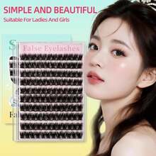 Squsaya Self Adhesive Eyelashes Natural Lash Clusters Kit Pre Glued Eyelash Clusters Wispy C-Curly No Glue Needed 120 Pcs Reusable Cluster Eyelash Extensions 14-16mm With Tweezers - BIG EYE MAGIC - ColorA - 查看 6