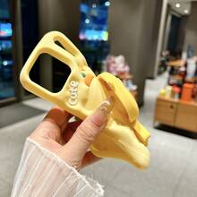 3D Cartoon Silly Bear Design Soft Silicone Phone Case For IPhone 17 Pro Max, 16 Pro, 15 Pro Max, 14 Pro, 13, 12, 11, Cute Anti-Fall Protective Cover - Yellow - View 2