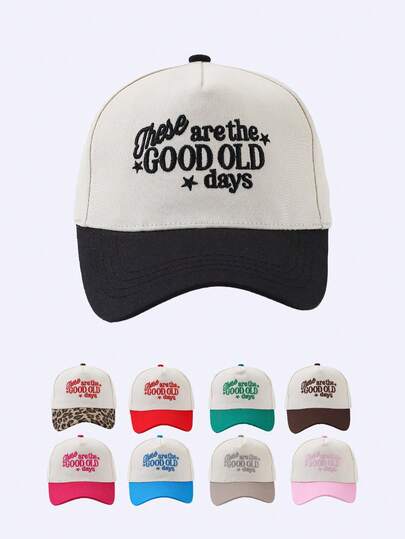 1pc Men's Fashion "GOOD OLD DAYS" Embroidered Colorblock Baseball Cap, Suitable For All Seasons Casual Wear