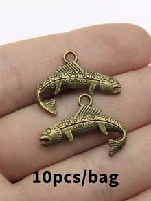 10pcs 24x18mm Fish Charms Pendant For DIY Jewelry Making Necklace Keychain Phone Chain Bracelet Making Accessories Handmade Craft Making Findings - Fish - View 8