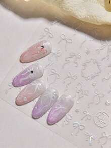 1pc 5D Crystal Diamond Nail Sticker, Pink Swan Flower Frame Butterfly Pattern, Self-Adhesive Nail Art Sticker, Cute DIY Decorative Accessory Nails Nail Stickers - Multicolor-4 - View 5