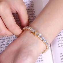 MDFUN 18K Gold Plated 5mm Princess Cut & Round Tennis Bracelet For Men Hip Hop Jewelry - square - View 6