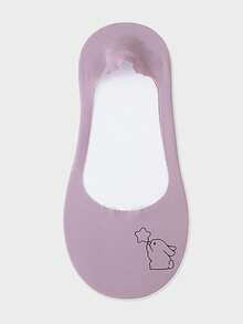 1/3/5 Pairs Women's Invisible Boat Socks, Breathable Non-Smelly, Silicone Non-Slip Heel, Cartoon Print Low-Cut Invisible Socks - Multicolor - View 8