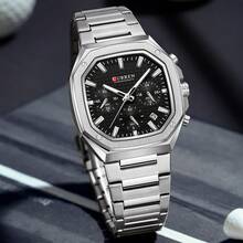 CURREN Men's Multi-Function Chronograph Business Casual Stainless Steel Strap Waterproof Calendar Wrist Watch, Gift For Men - Multicolor - View 3