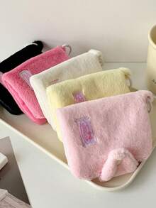1pc Minimalist Solid Color Velvet Coin Purse, Student ID/Card, Meal Card, Portable Storage Bag, Dual-Fold Earphone, Data Cable Organizer - Multicolor - View 8