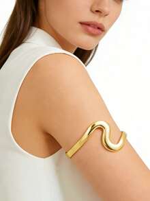 时尚花卉蝴蝶夸张螺旋臂环，多层几何手镯，海星臂环，可调节多功能设计，适合日常佩戴，送给女友/妻子的礼物 - 6PC金色AT008 - 查看 5