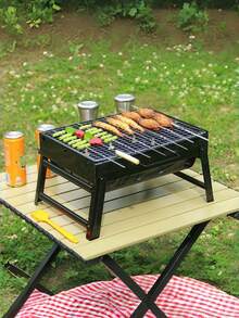 1pc Foldable Portable Mini Charcoal Grill, Suitable For Home, Garden, Camping, Picnic, Party, Beach And Other Outdoor Activities - A - View 2
