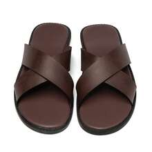 2026 New Summer Fashion Men's Beach Party One-Strap Soft Bottom Flip Flops - Brown - View 5
