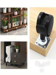 4pcs 1.5 Inch PP Flat Plate Casters With Brake, Swivel Wheels For Coffee Table, Computer Desk - 4 - View 8