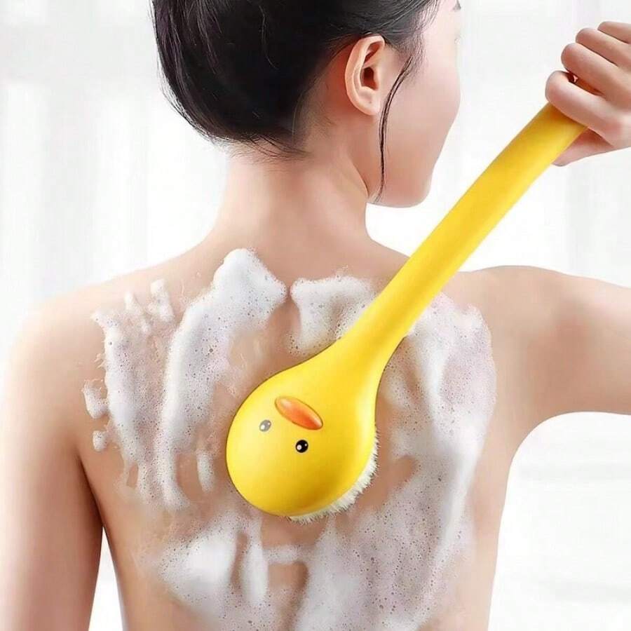 1pc Long Handle Bath Brush, Soft Bristle Comfortable Exfoliating Scrub Brush For Body Cleaning, Bathing Shower Cleansing Tool