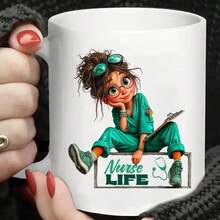 12pcs/Set Of Cute Nurse Pattern UV DTF Transfer Stickers, Suitable For Mugs, Water Cups, Water Bottles, Crafts, Art - Easy To Apply Craft High Viscosity UV DTF Transfer Paper (Mugs Not Included, Only Transfer Stickers Included) - Multicolor - View 8