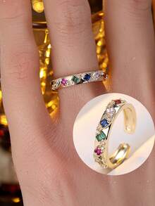 1pc Elegant Zirconia Wrapped Open Ring, Delicate Niche Design Finger Ring, Versatile For Commuting, Women - Open Ring - View 9