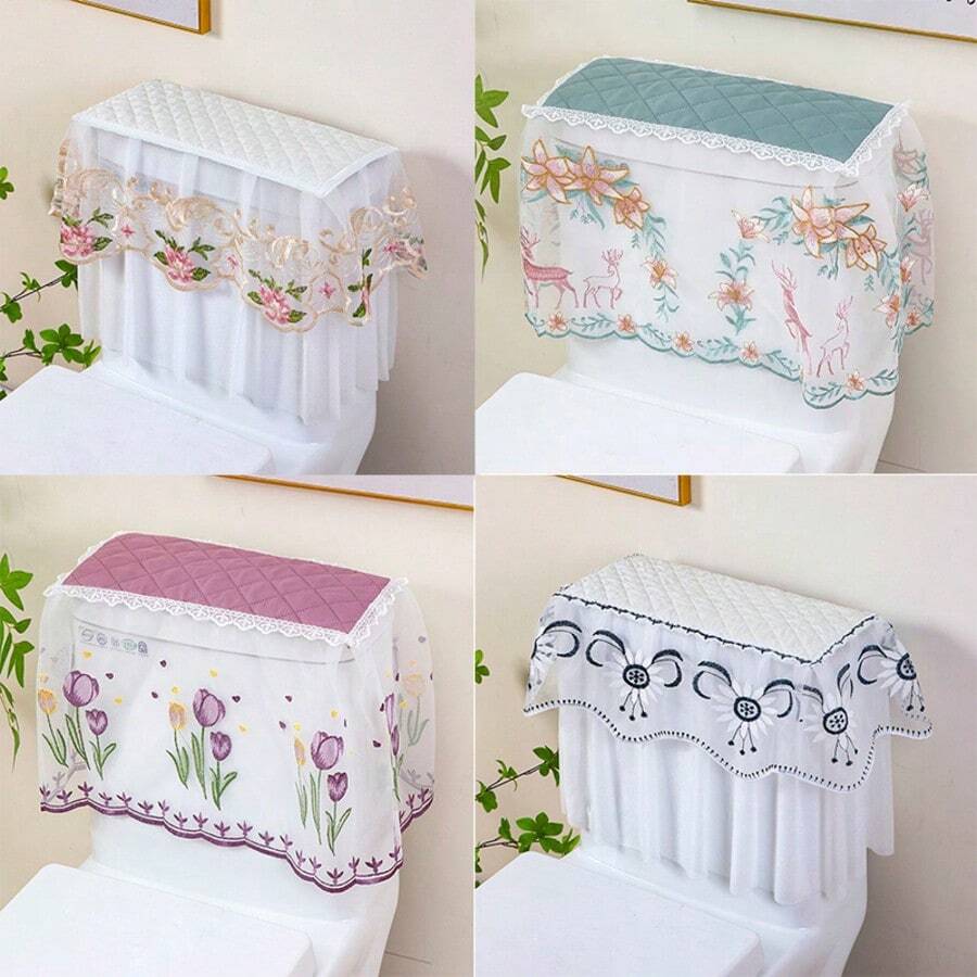 Universal Toilet Tank Cover, Lace Toilet Tank Lid Cover, Dust-Proof Toilet Tank Lid Cover - View 1