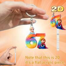 Móc khóa 2D phẳng, 1 chiếc "Anna" 6 & 7 hình hoạt hình bằng acrylic, mặt dây chuyền dễ thương, quà tặng trang trí ngày lễ, móc chìa khóa xe hơi, phụ kiện ba lô & ví, quà tặng trao đổi với bạn bè, quà tặng nhỏ dịp lễ - Nhiều màu - Xem 5