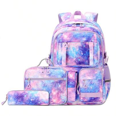 3pcs/Set Cute & Fashionable Colorful Backpack, Handbag And Pencil Case, Large Capacity, Lightweight, Adjustable Shoulder Strap