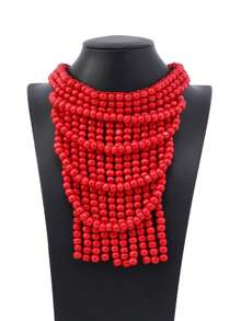 European And American Fashion Multi-Layer Long Tassel Necklace With Wooden Beads - Butterfly - View 3