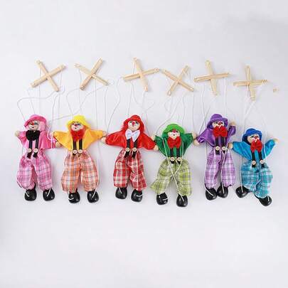 1件 2026新款木制小丑玩偶，欧洲木制可活动关节工艺品，复古艺术收藏装饰，成人创意桌面摆件，生日和节日的绝佳礼物