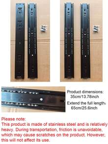 2pcs Fully Telescopic Roller Ball Quiet Drawer Slide Track, Side-Mounted 3-Section Soft Close Slide Track Suitable For Vanity, File Cabinet, Trash Can, Kitchen And Wardrobe - Three-section Rails - View 2