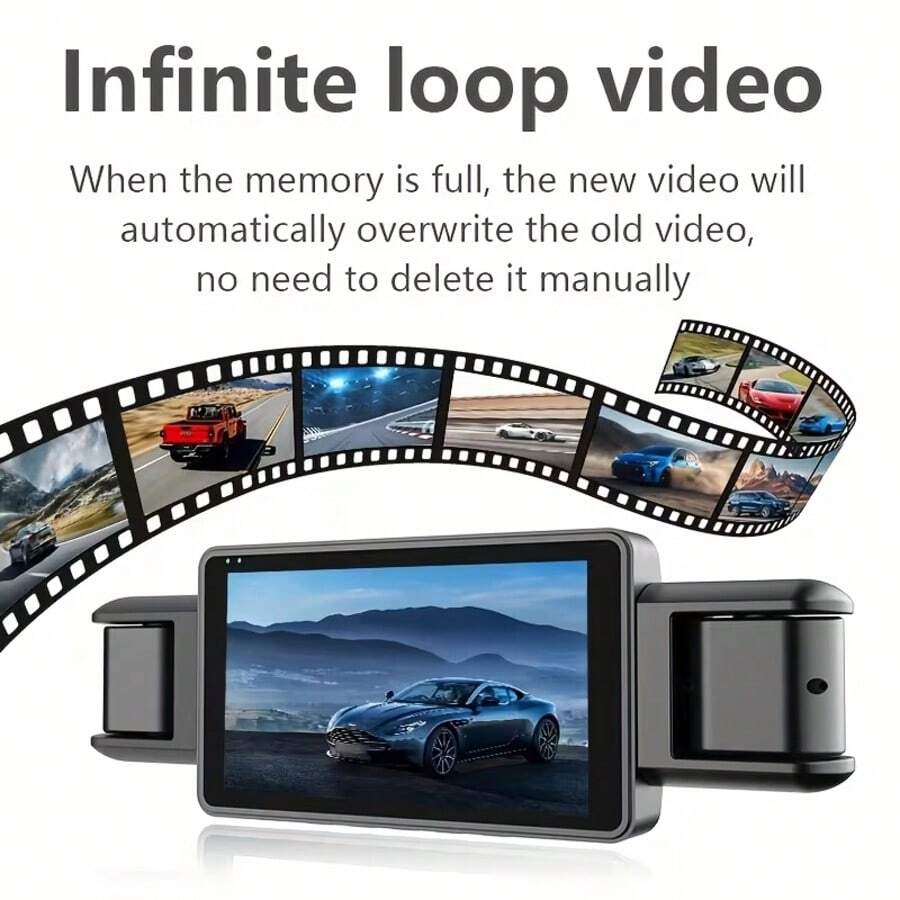 3-Channel Dashcam With Night Vision, 1440P Front Camera + 720P Left/Right Cameras, LED Display, Physical Buttons, Parking Monitoring, Loop Recording. Optional Memory Card For The Car Recorder.