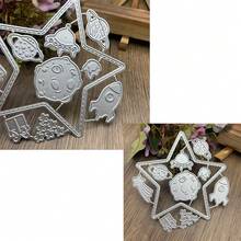 镂空星形金属切割模具，卡片制作材料套装，压花纸模具，剪贴簿模具，工艺工具，机器模板 - 銀色 - 查看 7