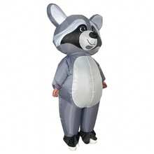 Gray Raccoon Mascot Character Costume Inflatable Suit, Cartoon Animal Walking Doll Costume, Anime-Themed Carnival Party Fun Costume - Multicolor - View 4