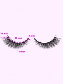 8 Pairs Of Natural-Style Lashes With Black Thread-Crossed Tips, Curved Design For Fuller Volume - Black - View 3
