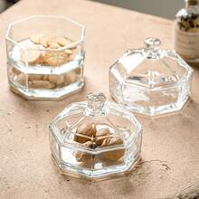 Plat en verre empilable pour bonbons/collations avec couvercle, assiette de rangement pour gâteau, dessert, fruits, noix - Voir 6