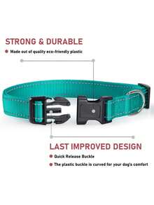 这款狗项圈采用柔软的氯丁橡胶衬垫和透气的尼龙牵引绳制成，反光耐用设计，配有快拆扣，可调节尼龙项圈，适合所有犬种的遛狗和训练。 - 彩色 - 查看 5