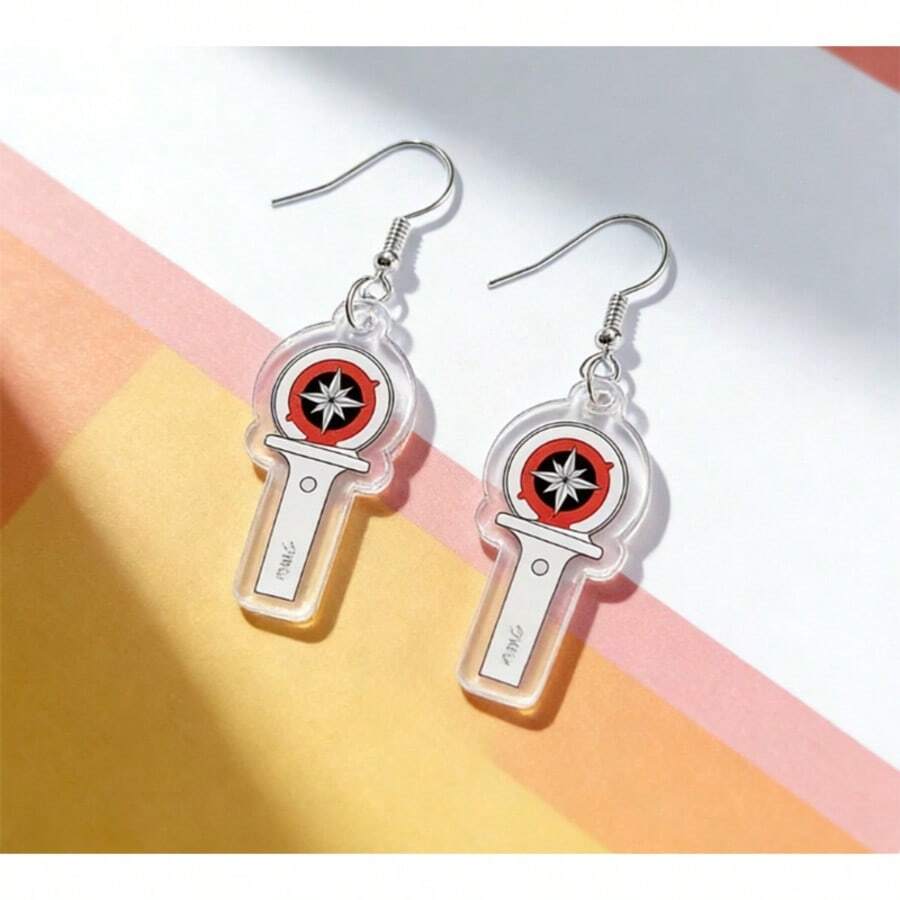 K-Pop应援棒亚克力吊坠耳环，可爱演唱会应援棒耳环，K-Pop粉丝礼物 - A - 查看 1