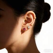 10pcs/Lot 7mm Round Gold Stainless Steel Earrings Base Post Components Connectors Earring Parts With Ring Making Supplies Bulk - Yellow Gold - View 5