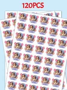 40pcs/80pcs/120pcs Kid Personalised Photo Stickers Labels,Photo Labels, Birthday Party Stickers,Custom Portrait Sticker - Chocolate Brown - View 9