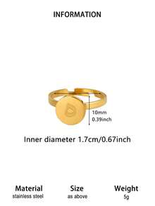 1pc Minimalist Arabic Letter Ring, Arabic Style, 18K Gold Plated Stainless Steel Adjustable Open Ring, Arabic Fashion Jewelry, Islamic Gift, Gold Ring, Women's Accessory - Yellow Gold - View 23