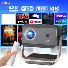 AOC Portable Projector Full HD 4K/1080p, Auto Focus, Auto Keystone Correction, Adjustable Angle, Wi-Fi 6 & Bluetooth, 15000 Lumens, Compatible With IOS/Android/PC For Work And Gaming - Black - View 12