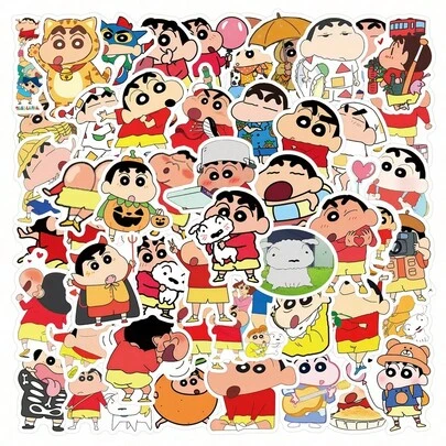 CRAYON SHINCHAN 60pcs Cute Crayon Shin-Chan Graffiti Cartoon Stickers, Suitable For Suitcases, Water Bottles, And Scooters, Gift Box Decoration, Packaging Embellishment, Packaging Decoration, Commercial Decoration, Self-Adhesive Labels, Sealing Stickers, Party Supplies, Phone Stickers, Phone Decoration, Tablet Decoration, Water Cup Stickers, Water Bottle Stickers, DIY Craft Stickers