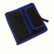 1pc Blue Canvas Tool Bag, 9 Pockets Tool Roll, Woven Fabric Durable Storage Pouch, Suitable For Repair Work / Home Organization / DIY Crafts - Toolkit - View 6