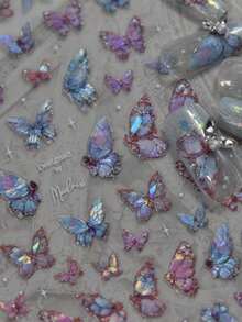 1pc 5D Nail Art Stickers Fragment Colourful Shell Light Butterfly High Quality Nail Stickers Spring Nail Art Decal Design Manicure Nails Nail Supplies - Nhiều màu - Xem 2